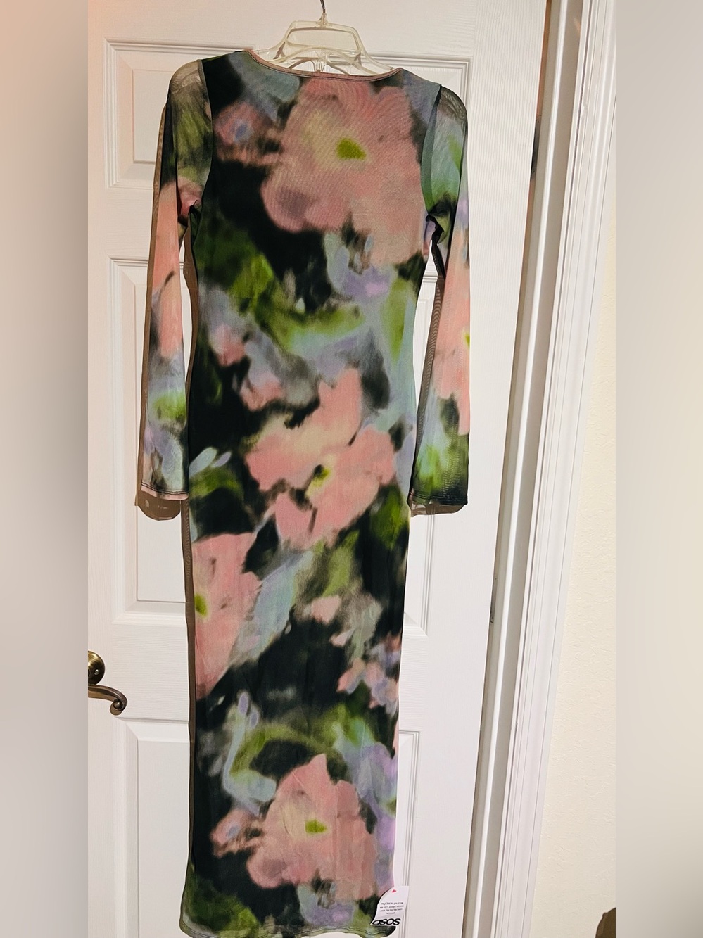 ASOS Scoop-Neck Tie-Dye Maxi Dress in Pink, Green and Black
